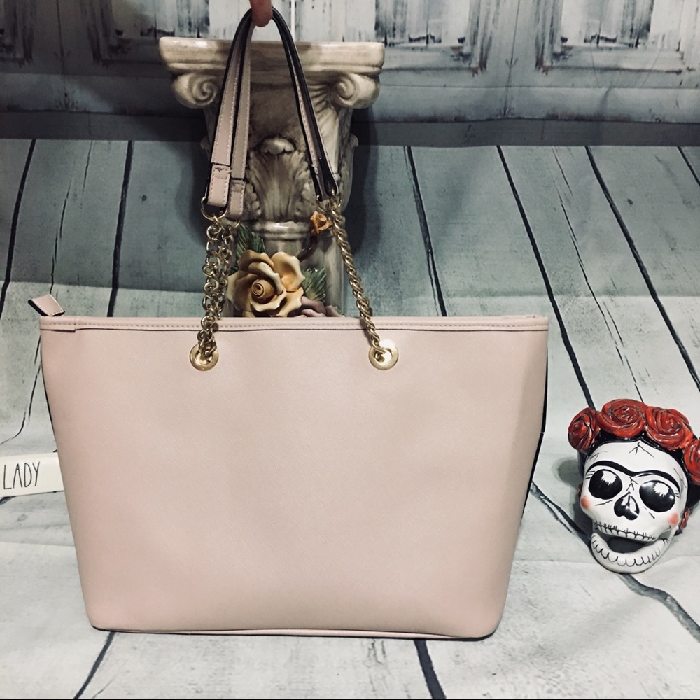 Aldo blush color chunky gold chain handles handbag - Picture 3 of 8